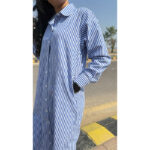 Blue Striped Shirt Dress - Image 5