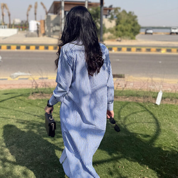 Blue Striped Shirt Dress